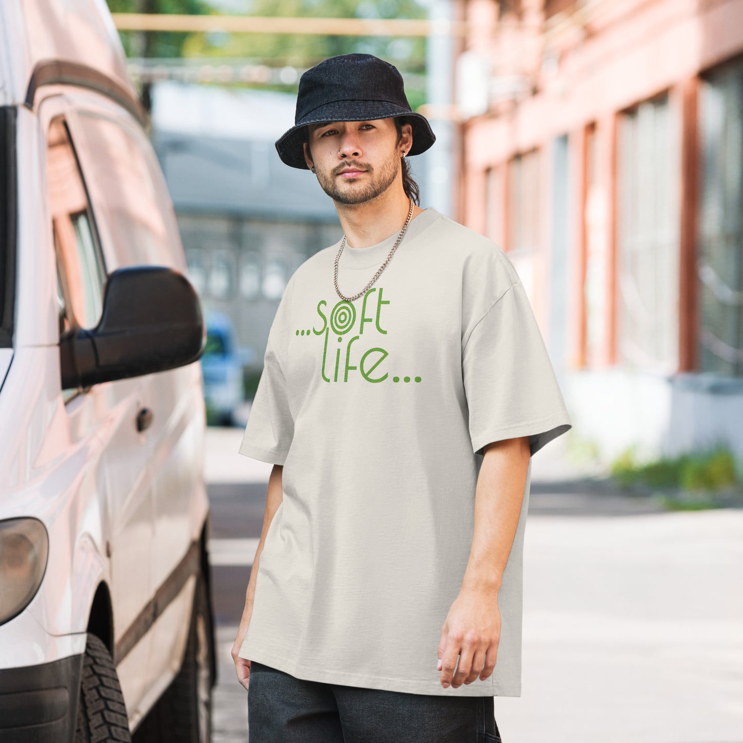 "SỌFT LIFE" Men oversized T-shirt